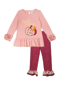 Girls 4-6x Knit Top and Printed Leggings Set