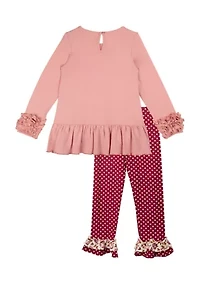 Girls 4-6x Knit Top and Printed Leggings Set