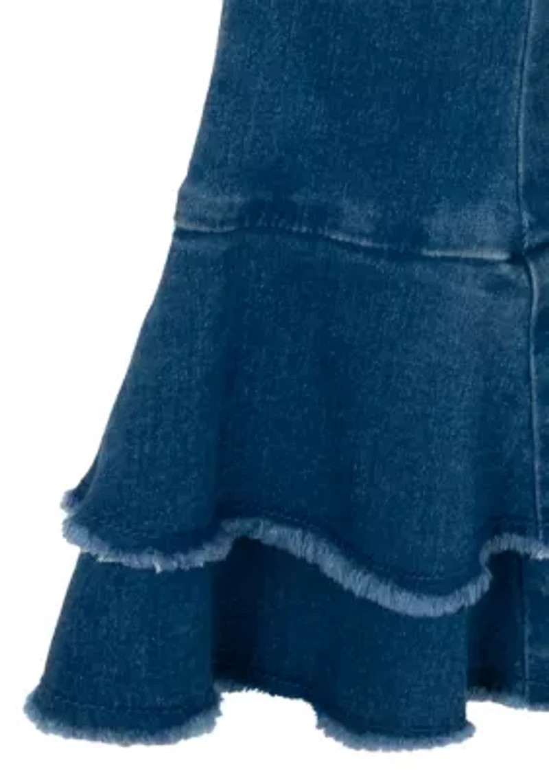 Girls 4-6x  Crochet Knit Top and Denim Pants Set