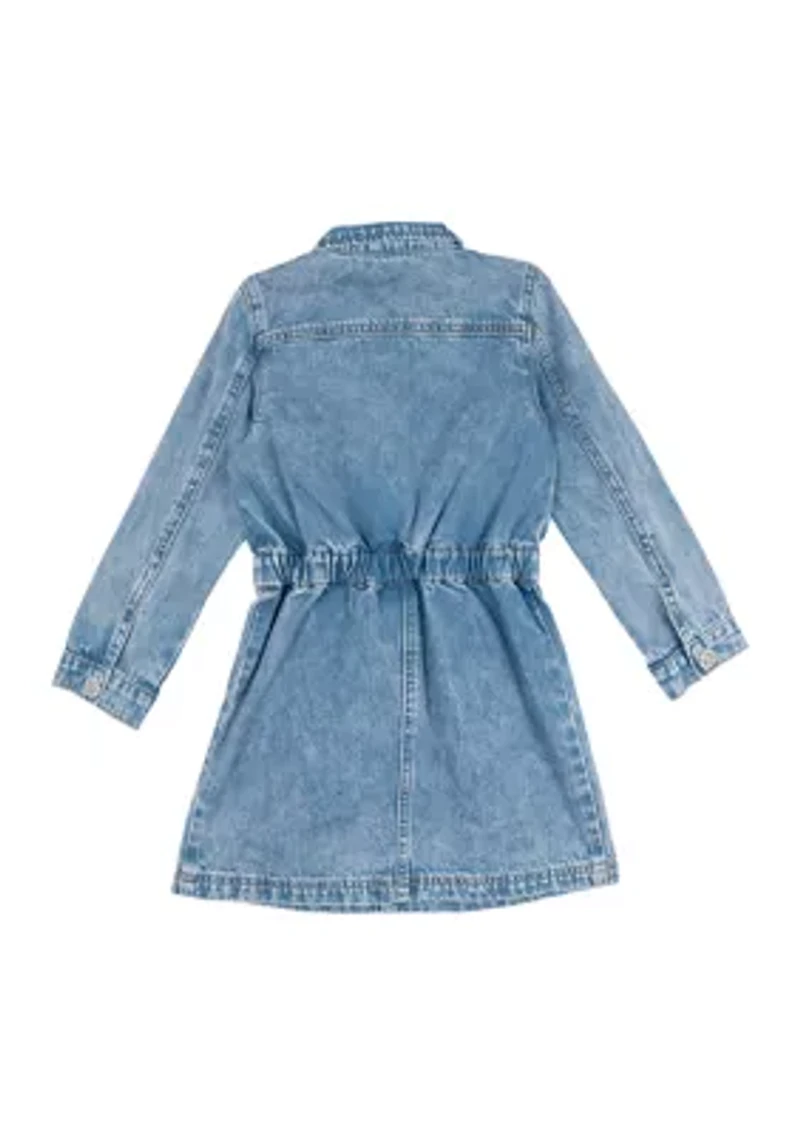 Girls 4-6x Denim Dress with Pearl Headband