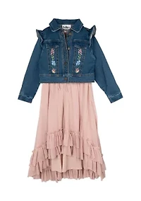 Girls 4-6x Gauze Denim Maxi Jacket Dress