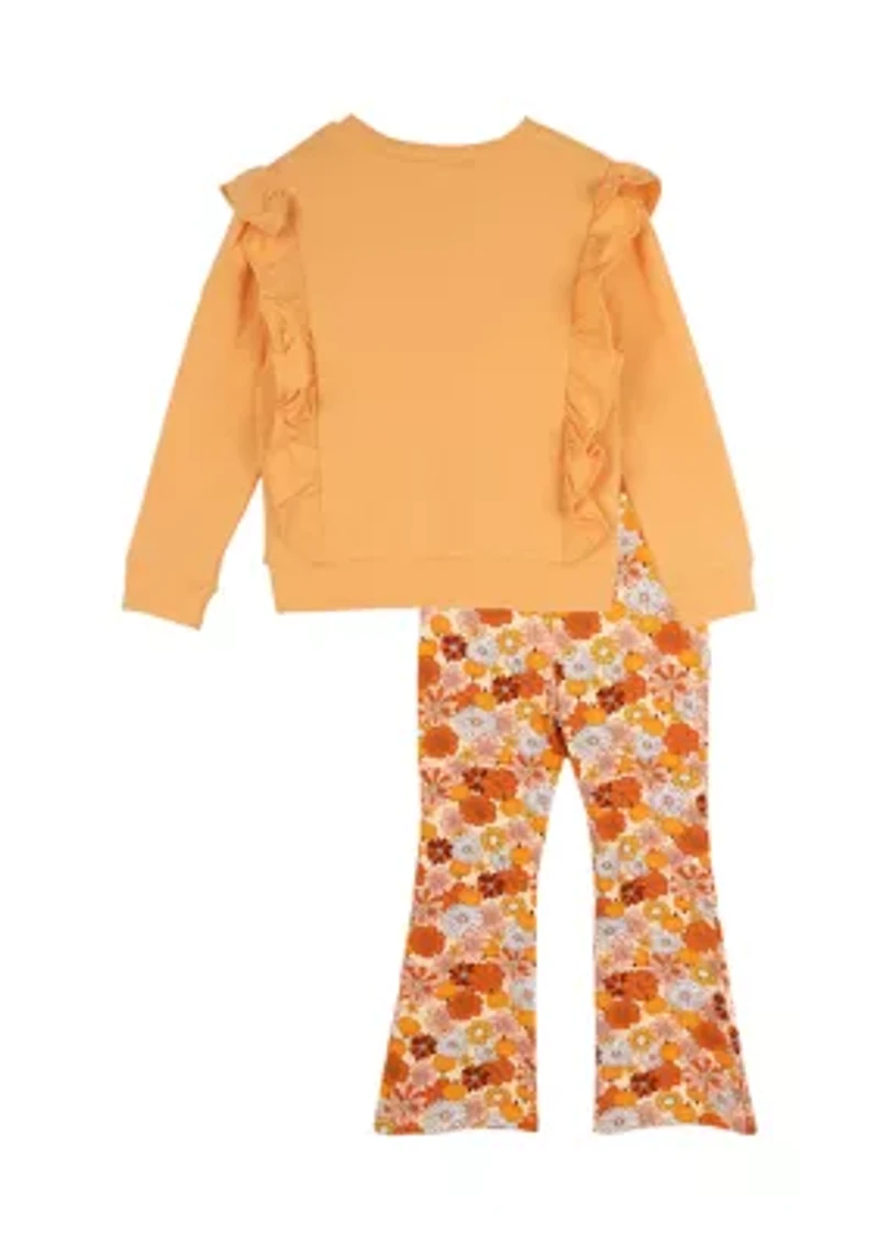Girls 4-6x Fall Appliqué Top and Printed Leggings Set