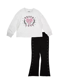 Girls 4-6x Graphic Sweatshirt and Flare Pants Set