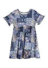 Girls 4-6x Cardigan Patchwork Printed Dress Set
