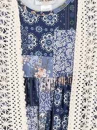 Girls 4-6x Cardigan Patchwork Printed Dress Set