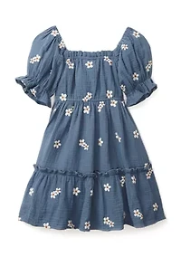 Girls 4-6x Daisy Embroidered Smocked Dress