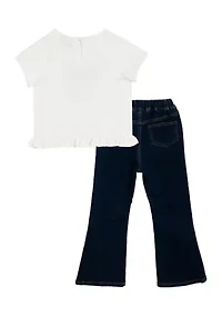 Girls 4-6x Cheetah Bow Top and Flare Pants Set