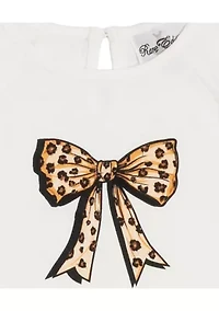 Girls 4-6x Cheetah Bow Top and Flare Pants Set