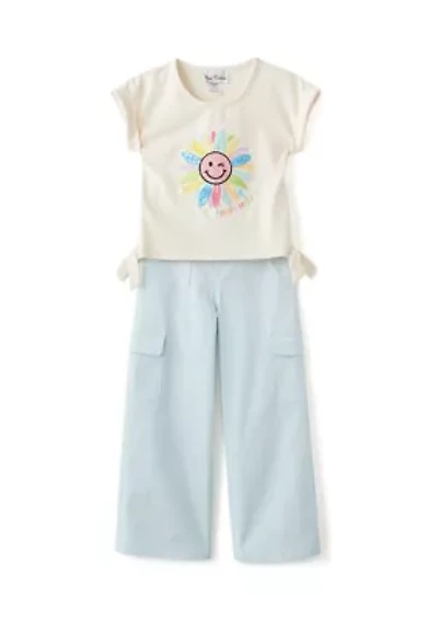 Girls 4-6x Happy Sun Graphic T-Shirt and Cargo Pants Set