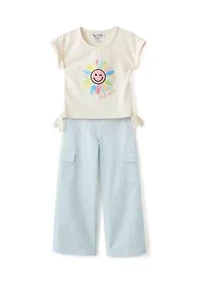 Girls 4-6x Happy Sun Graphic T-Shirt and Cargo Pants Set