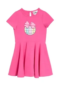 Girls 4-6x Denim Heart Printed Jacket and Tiered Dress Set