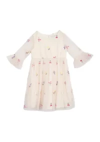 Girls 4-6x Denim Vest and Embroidered Floral Dress Set