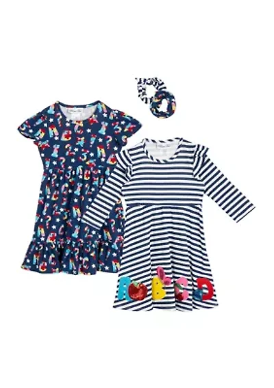 Girls 4-6x Dress Set with Scrunchies