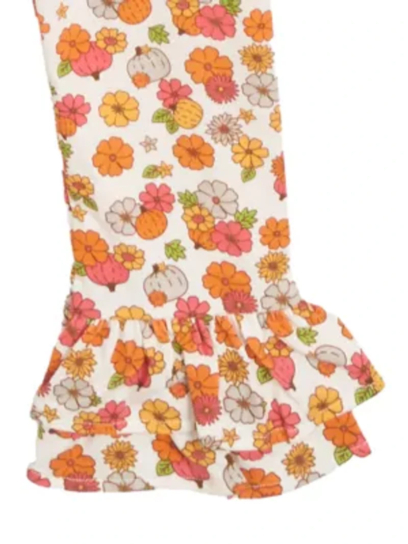 Girls 4-6x Harvest Appliqué Top and Printed Leggings Set