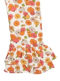 Girls 4-6x Harvest Appliqué Top and Printed Leggings Set