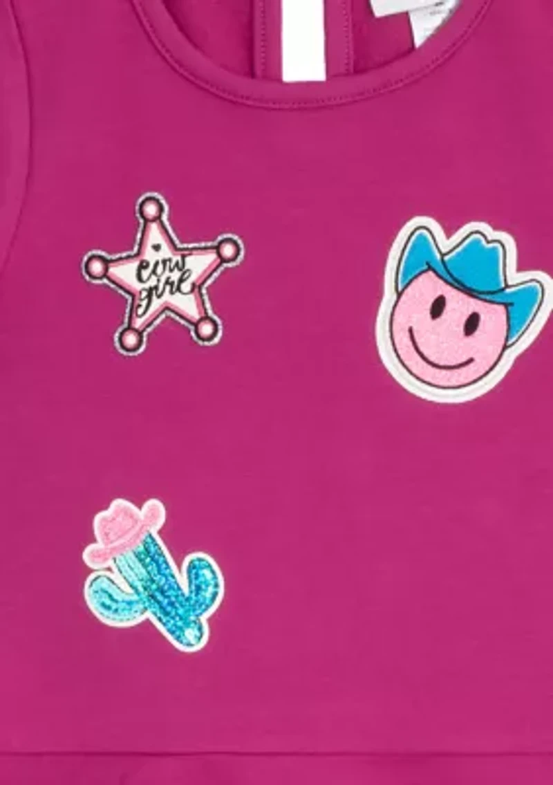 Girls 4-6x Short Sleeve Patch Skater Dress