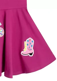 Girls 4-6x Short Sleeve Patch Skater Dress