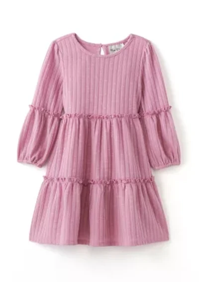 Girls 4-6x Ribbed Balloon Sleeve Tiered Dress