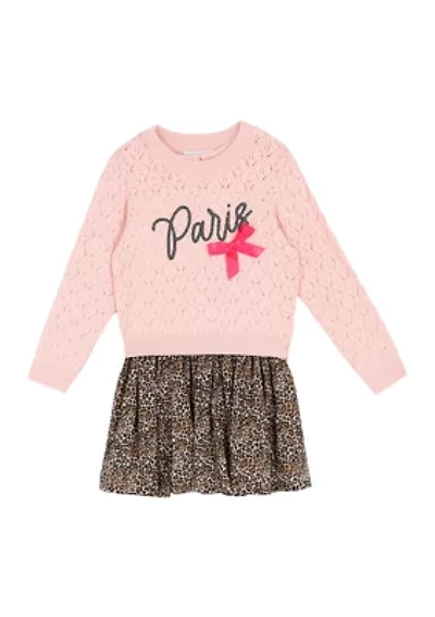 Girls 4-6x Paris Sweater Cheetah Skirt
