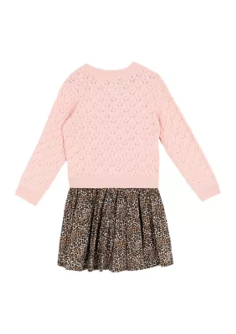 Girls 4-6x Paris Sweater Cheetah Skirt