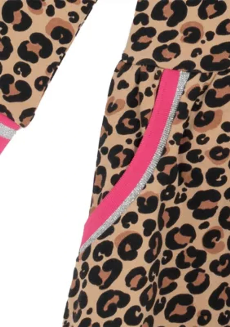 Girls 4-6x Long Sleeve Cheetah Print Drop Waist Dress