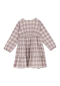Girls 4-6x Long Sleeve Plaid Dress and Purse Set