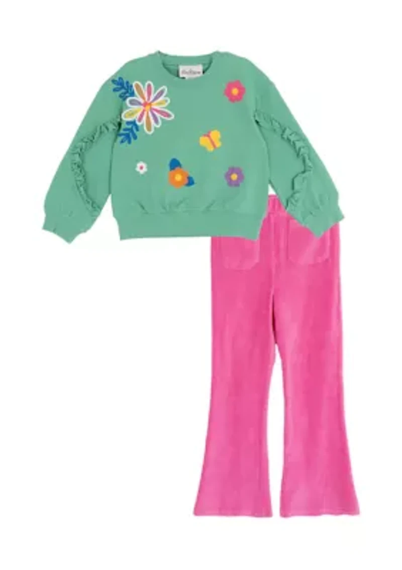 Girls 4-6x Green Icon Pink Corduroy Pant Set