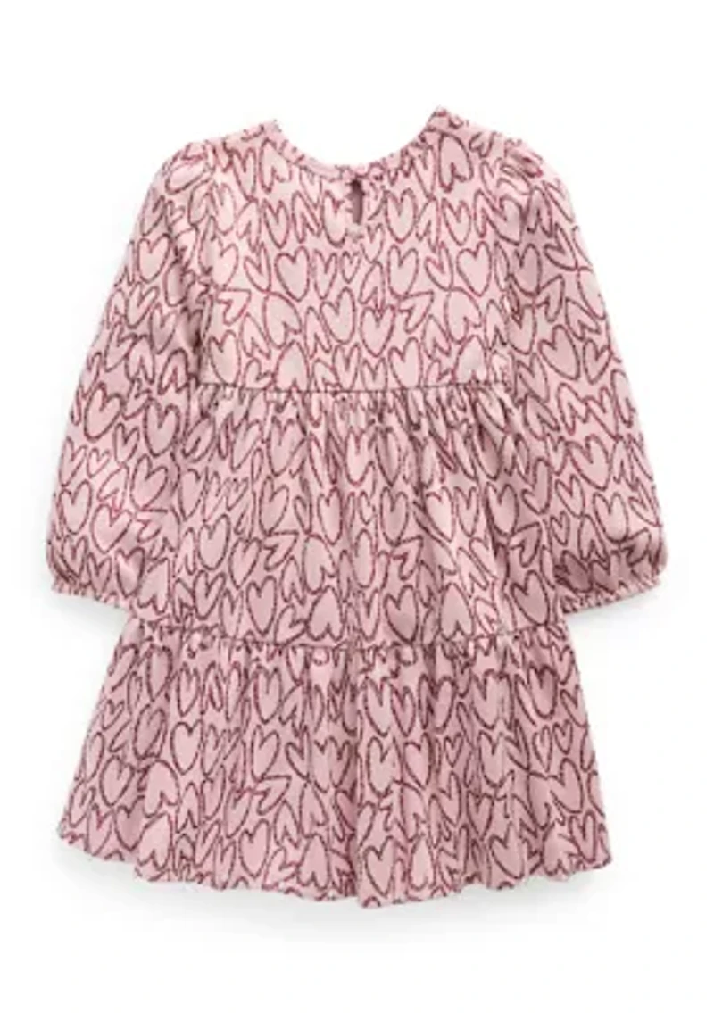 Girls 7-16 Heart Knit Tiered Dress