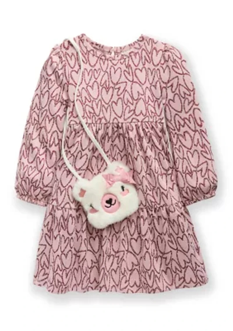 Girls 7-16 Heart Knit Tiered Dress