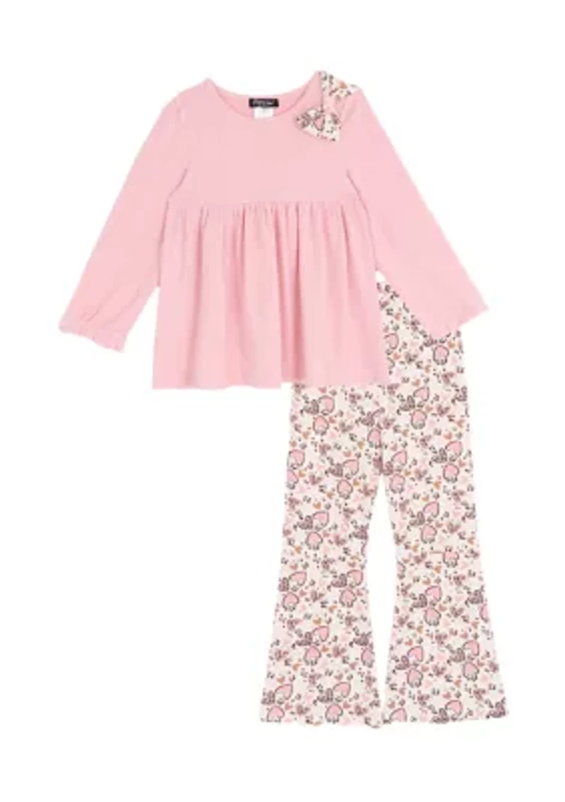 Girls 4-6x Bow Top and Floral Legging Set