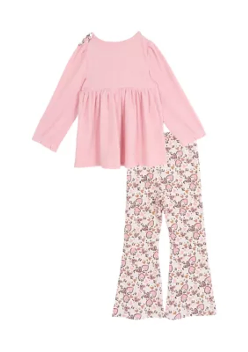 Girls 4-6x Bow Top and Floral Legging Set