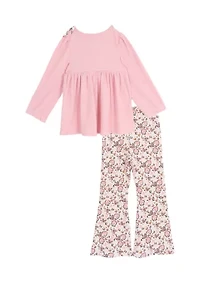 Girls 4-6x Bow Top and Floral Legging Set