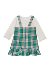 Girls 4-6x Woven Plaid Printed Jumper Dress Set