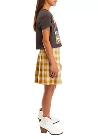 Girls 7-16 Graphic T-Shirt and Woven Cheerleader Skirt Set