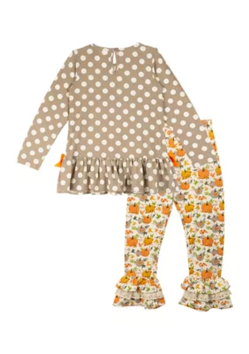 Girls 7-16 Harvest Knit Top and Printed Leggings Set