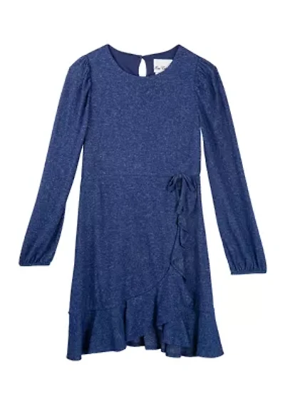 Girls 7-16 Brushed Hacci Wrap Dress