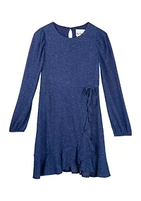 Girls 7-16 Brushed Hacci Wrap Dress