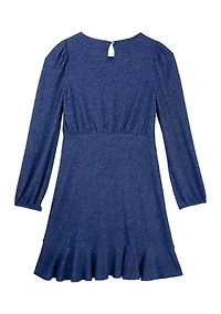 Girls 7-16 Brushed Hacci Wrap Dress