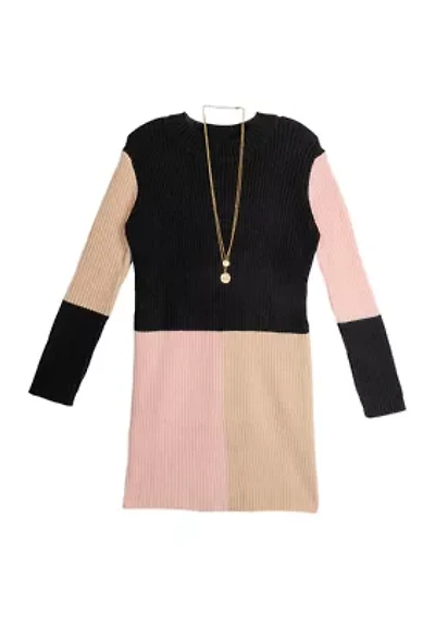 Girls 7-16 Color Blocked Hacci Dress