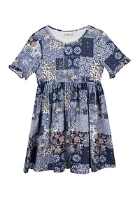 Girls 7-16 Cardigan and Patchwork Dress Set