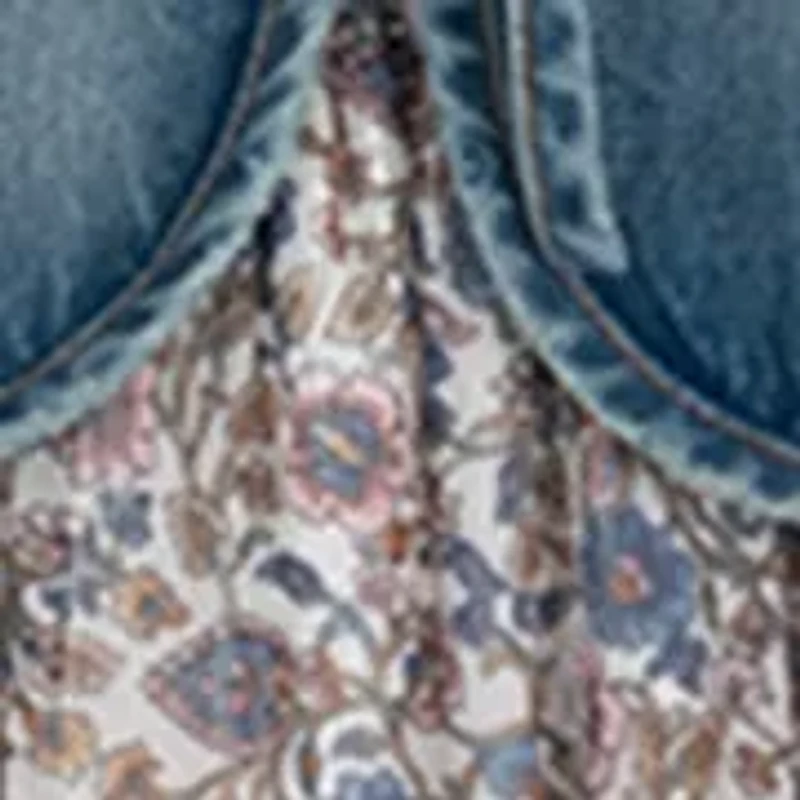 Girls 7-16 Printed Maxi Dress and Denim Vest Set