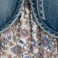 Girls 7-16 Printed Maxi Dress and Denim Vest Set