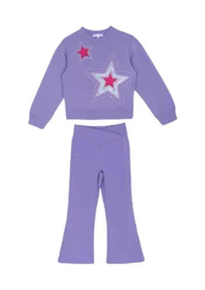 Girls 7-16 Sequin Star Top and Flare Pants Set