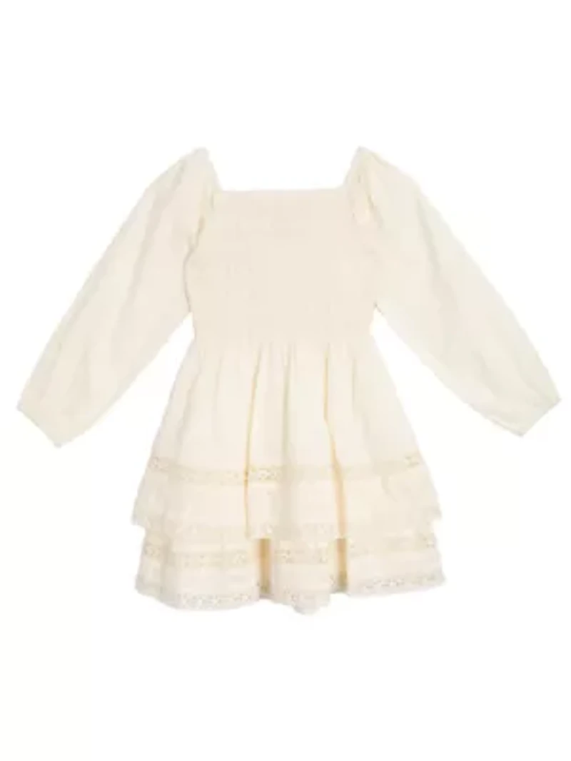Girls 7-16 Tiered Clip Dot Dress