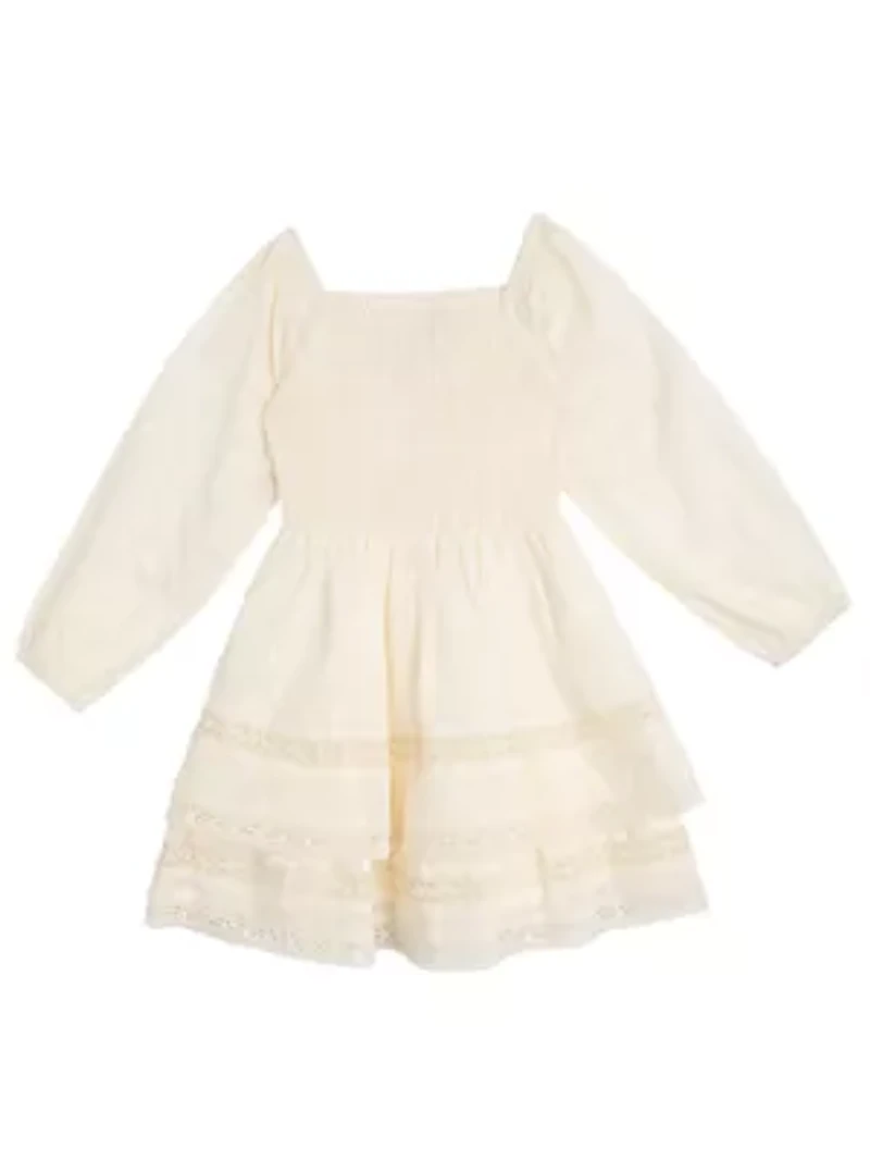 Girls 7-16 Tiered Clip Dot Dress