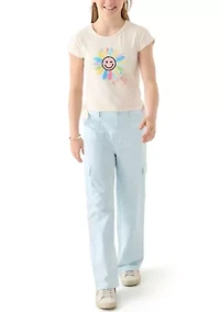 Girls 7-16 Happy Sun Graphic T-Shirt and Cargo Pants Set