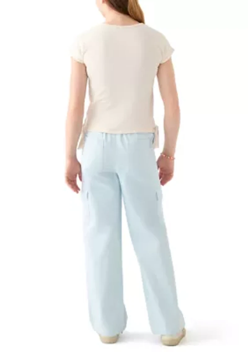 Girls 7-16 Happy Sun Graphic T-Shirt and Cargo Pants Set