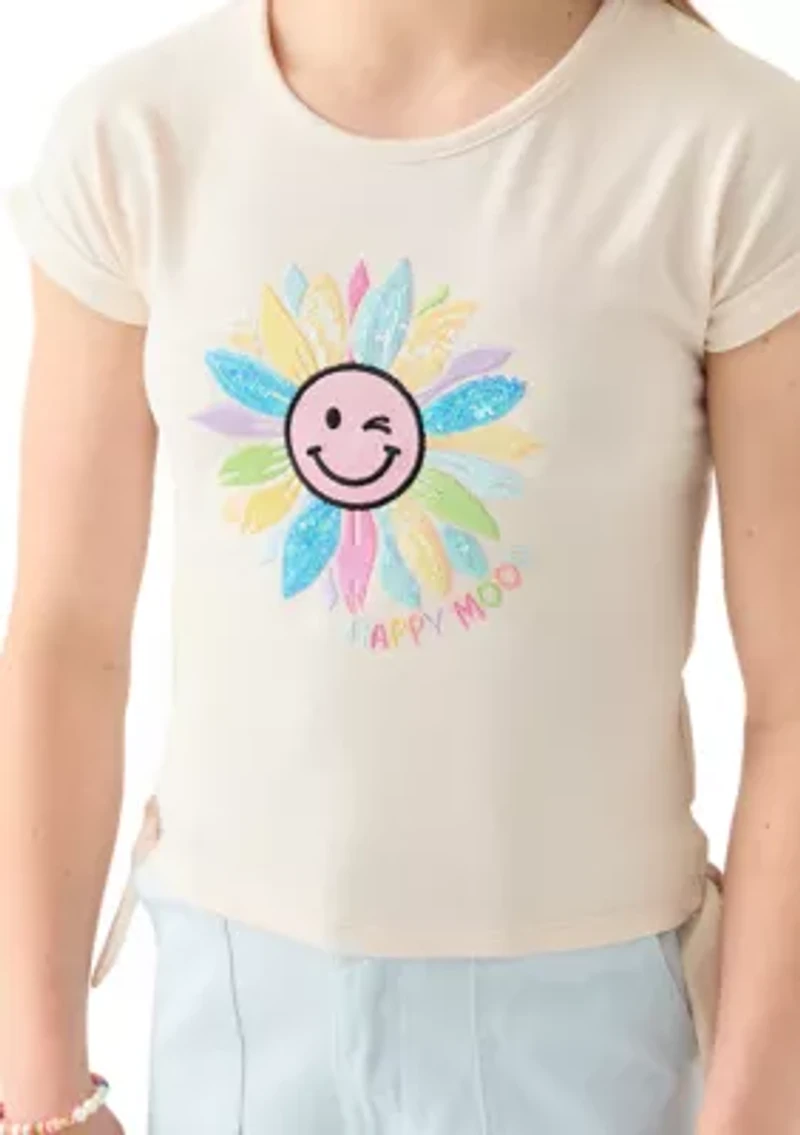 Girls 7-16 Happy Sun Graphic T-Shirt and Cargo Pants Set