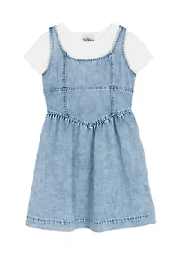 Girls 7-16 Denim Corset Jumper Dress