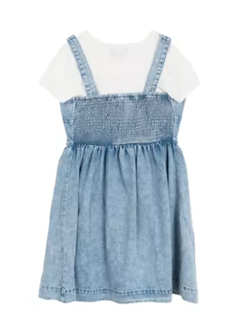 Girls 7-16 Denim Corset Jumper Dress